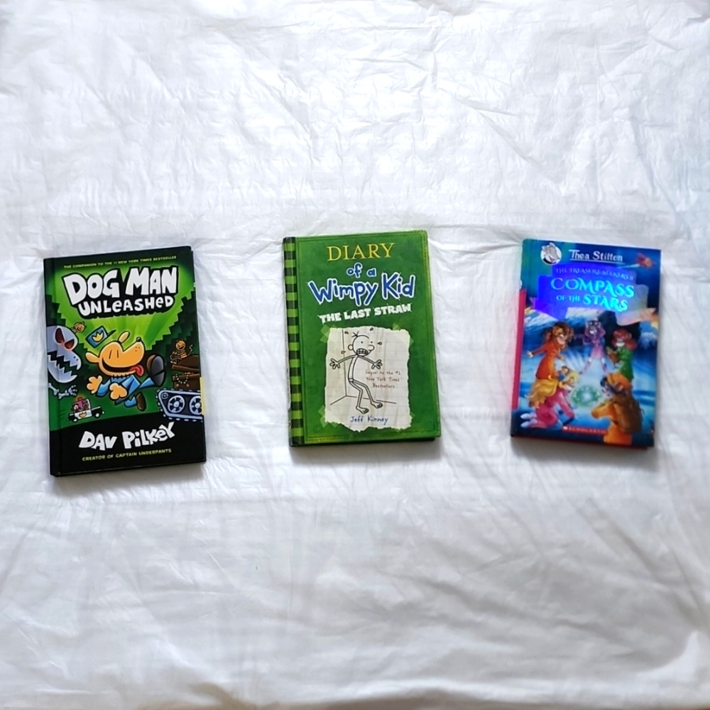 Dog man,Diary of a Wimpy kid, The Thea Sisters books. 3 books.